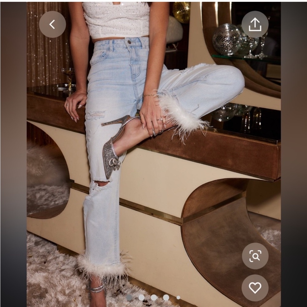 12th Tribe Faux Feather Jeans